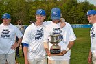 Baseball vs Babson  Wheaton College Baseball players celebrate their victory over Babson to win the NEWMAC Championship for the third year in a row. - (Photo by Keith Nordstrom) : Wheaton, baseball, NEWMAC